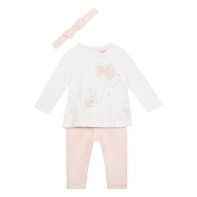Baby girls' pink bunny pyjamas and hairband set